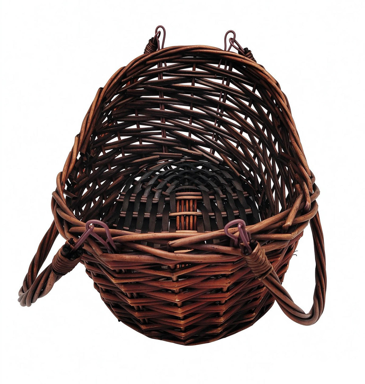 17" Brown Willow Basket w/Lengthwise Handles