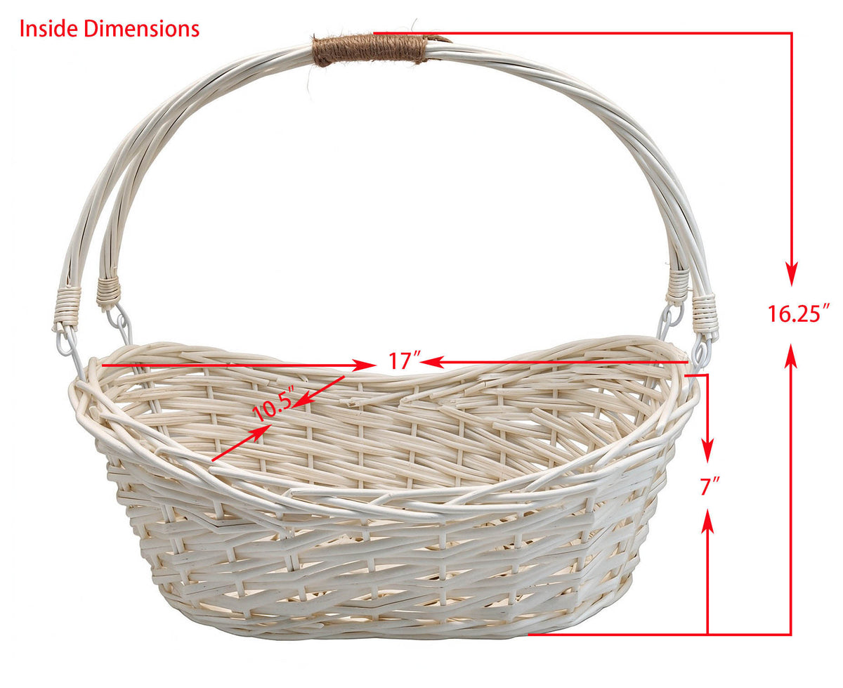 17" Natural Willow Basket w/Lengthwise Handles