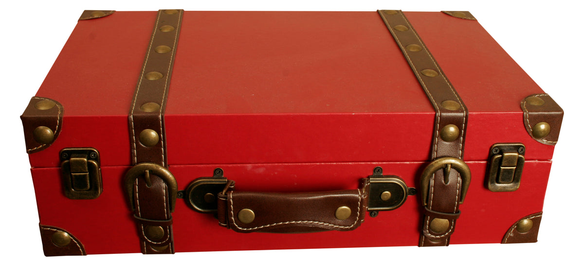 Red Faux Leather Suitcase