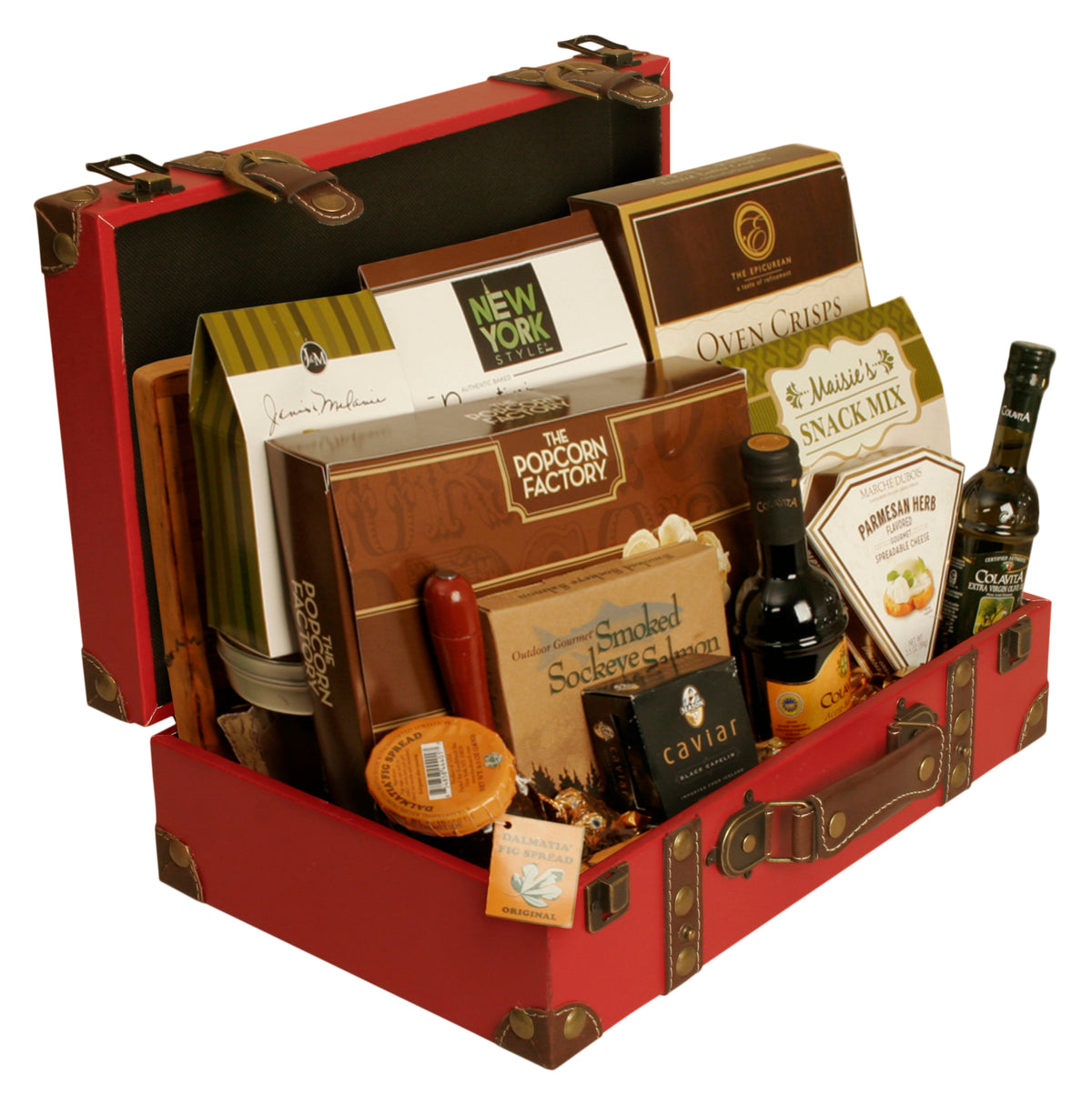 Red Faux Leather Suitcase