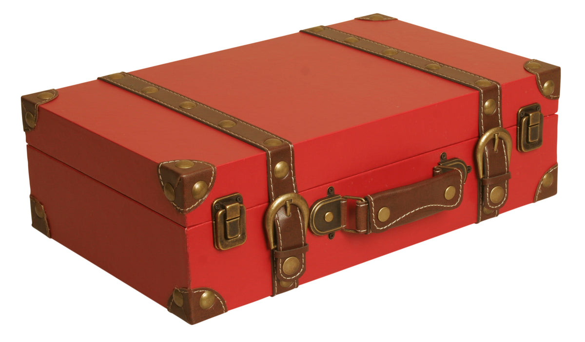Red Faux Leather Suitcase