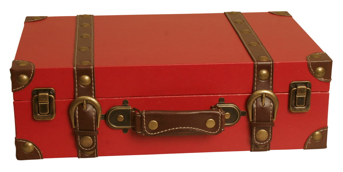 Red Faux Leather Suitcase