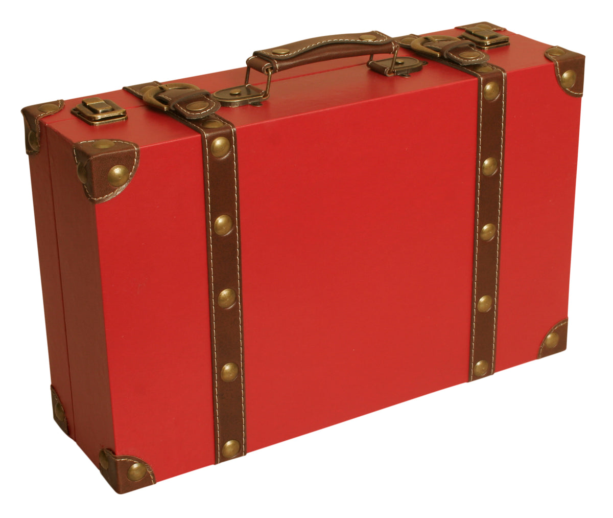 Red Faux Leather Suitcase