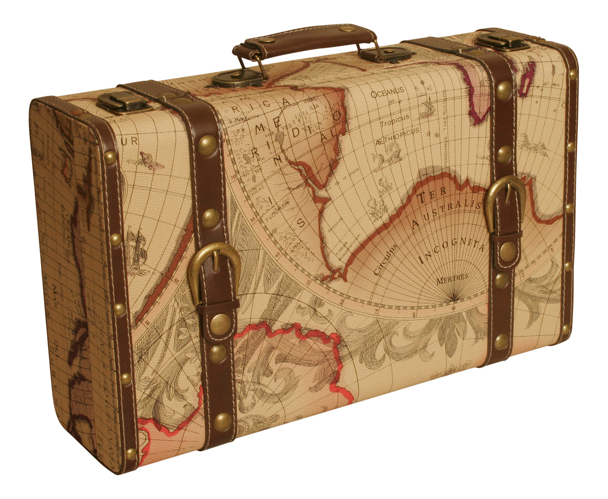 Suitcase Map Faux Leather