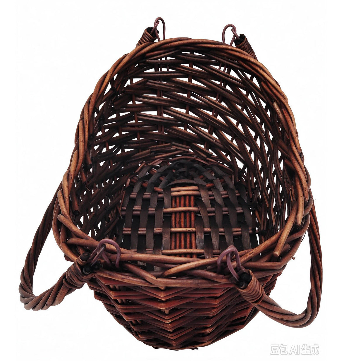 14" Brown Willow Basket w/Lengthwise Handles