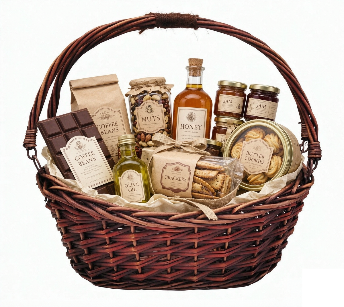 14" Brown Willow Basket w/Lengthwise Handles