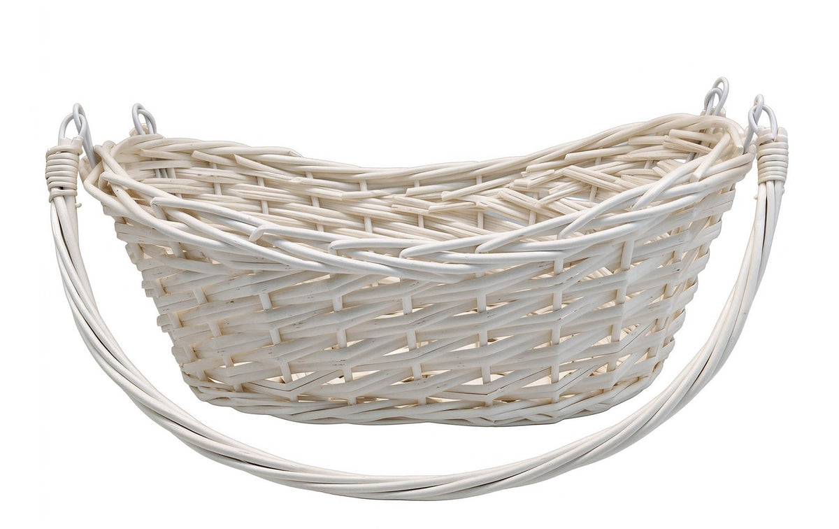 14" Natural Willow Basket w/Lengthwise Handles