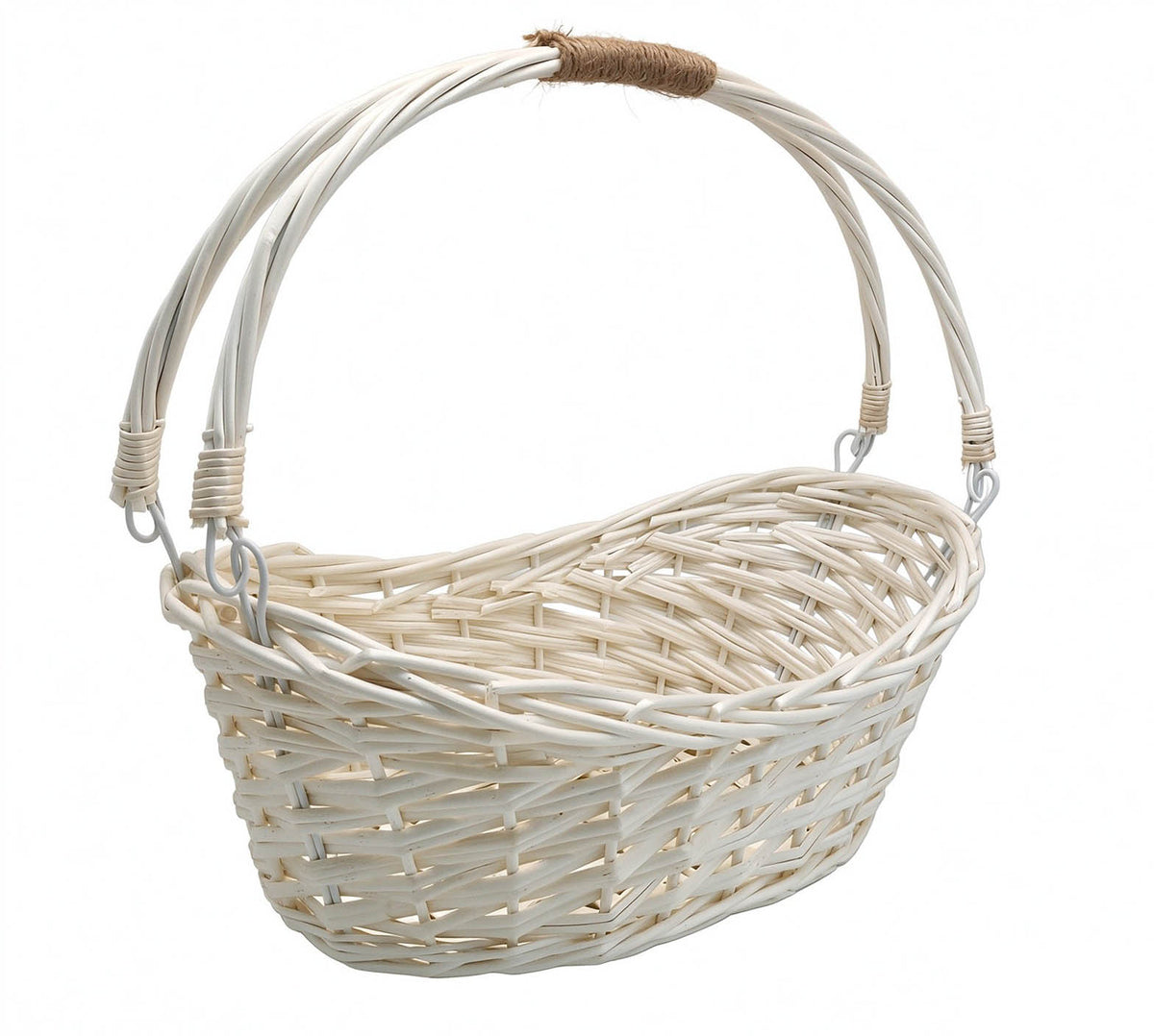 14" Natural Willow Basket w/Lengthwise Handles