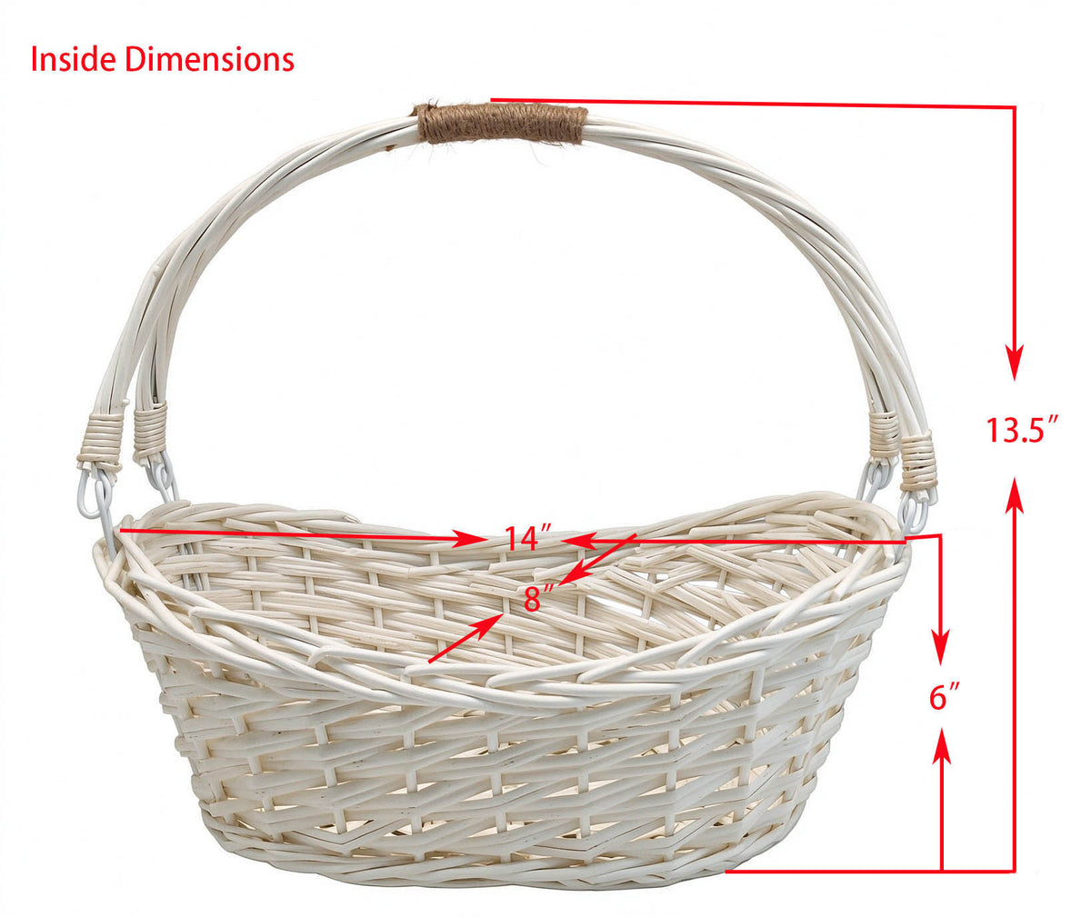 14" Natural Willow Basket w/Lengthwise Handles