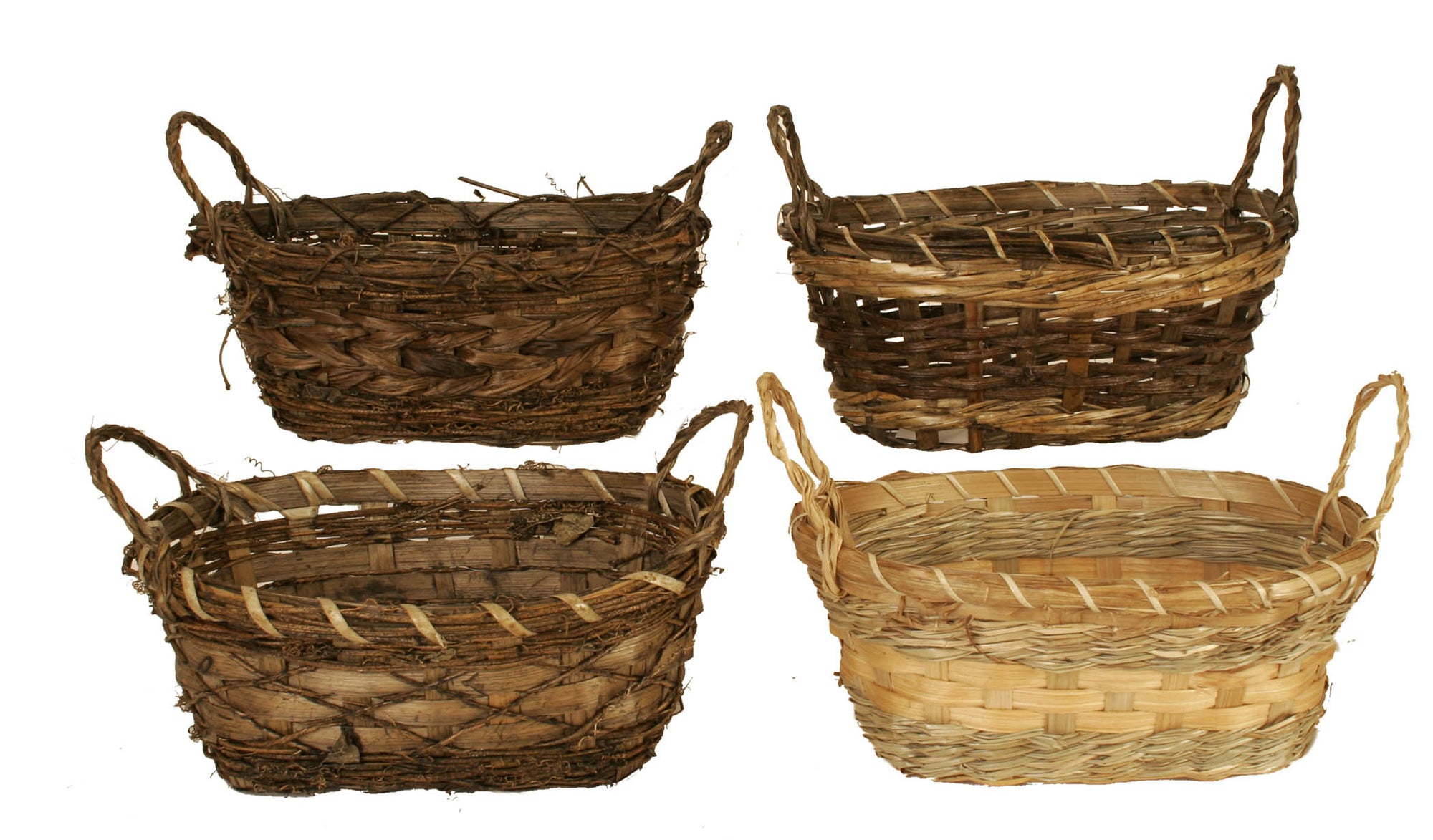 Rustic Double 4" Planter Basket Assortment-Wald Imports