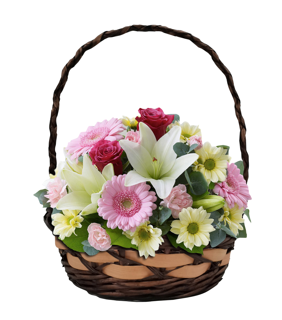 12&quot; Woven Woodchip Basket w/Handle