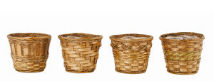 5" Dark Stained Bamboo Basket Planter-Wald Imports
