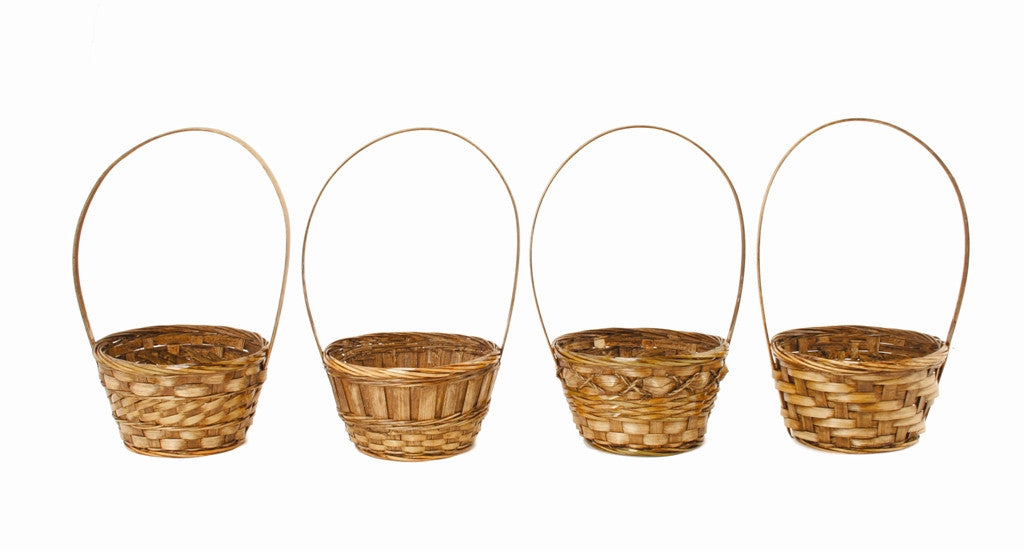 6" Dark Stained Bamboo Basket-Wald Imports