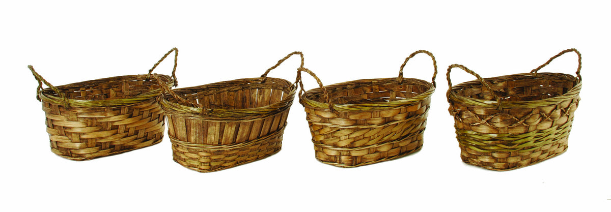 Double 4&quot; Dark Stained Bamboo Planter Basket-Wald Imports