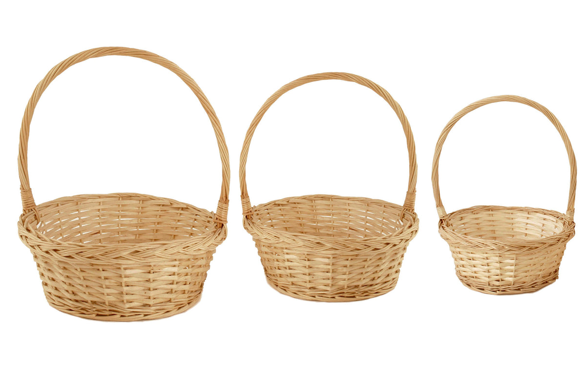 Set of 3 Bleached Willow Baskets-Wald Imports