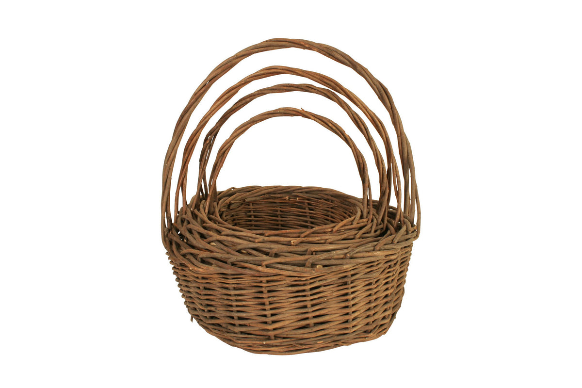 Set of 4 UNPEELED Willow Baskets-Wald Imports