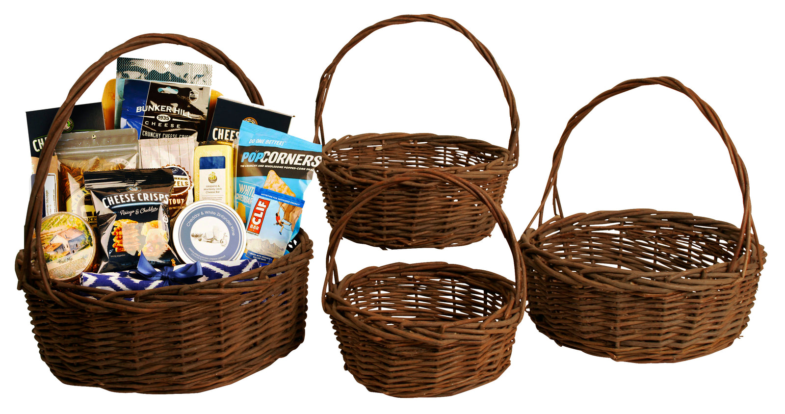 Set of 4 UNPEELED Willow Baskets-Wald Imports