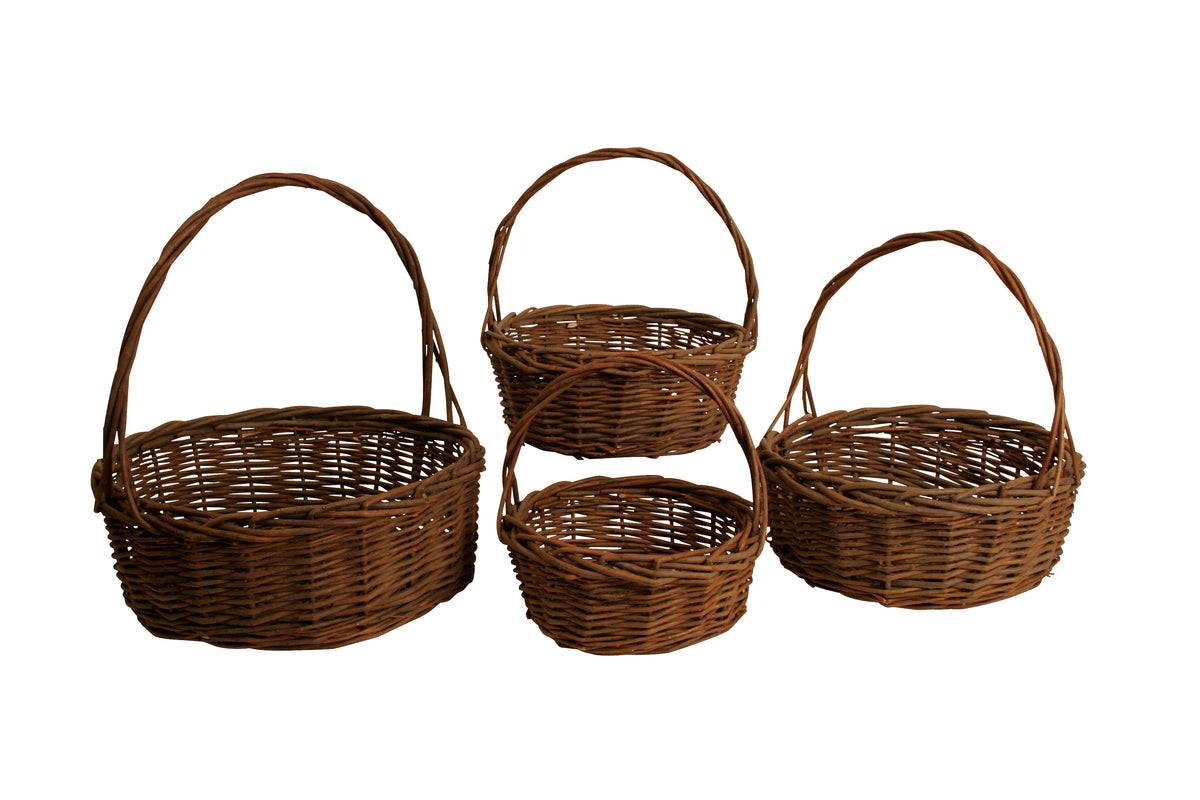 Set of 4 UNPEELED Willow Baskets-Wald Imports