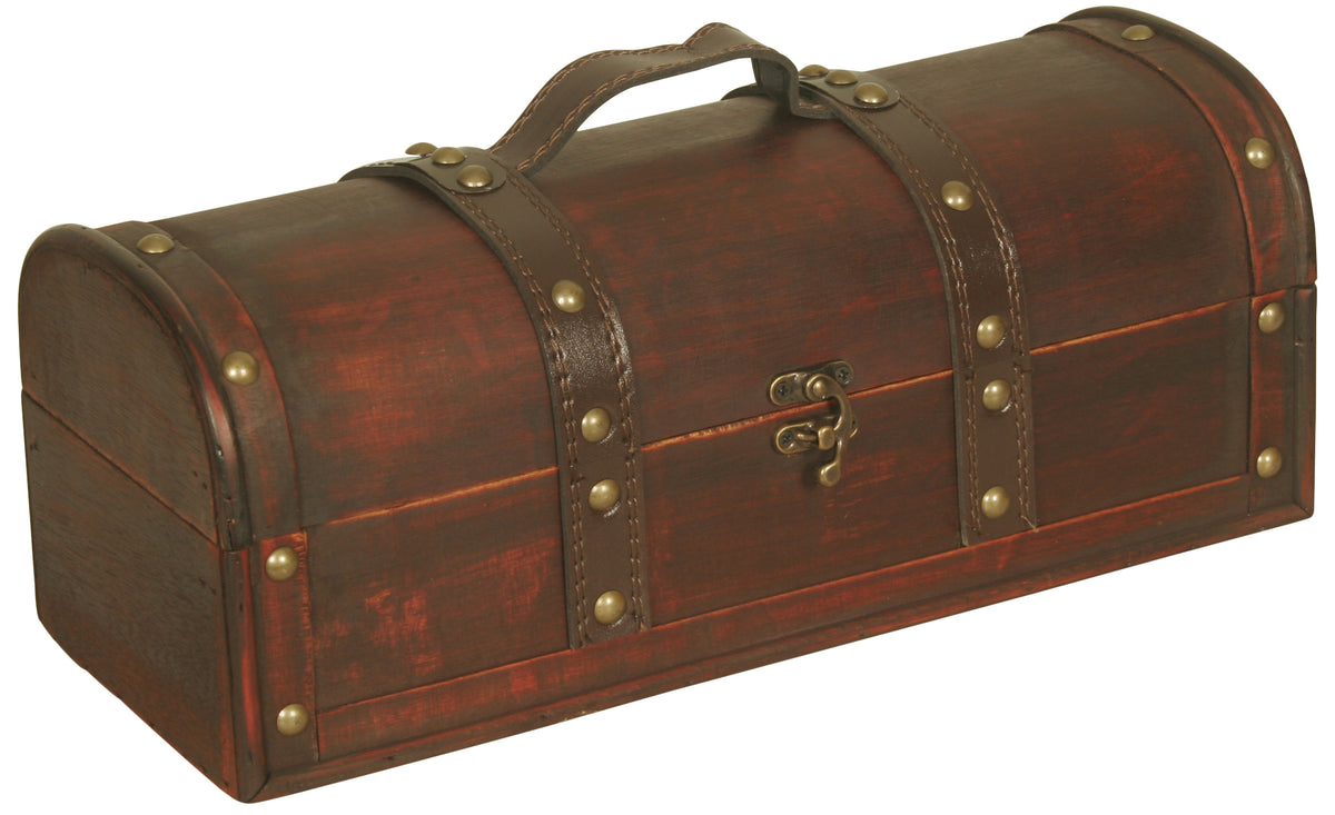 Suitcase Wood/Faux Leather Trunk-Wald Imports