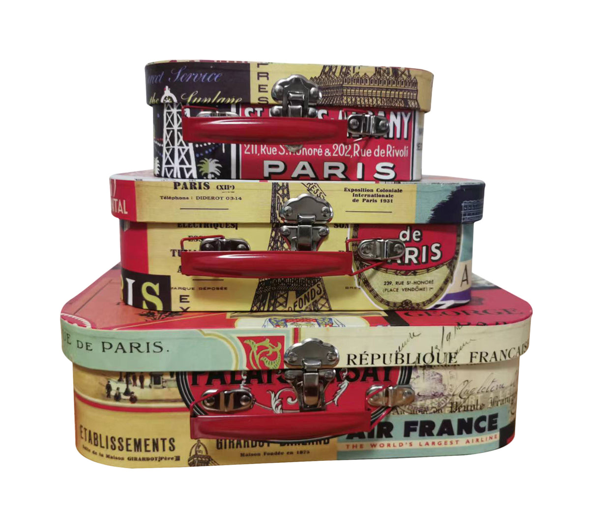 Suitcase Set of 3 Parisian Adorned Paperboard