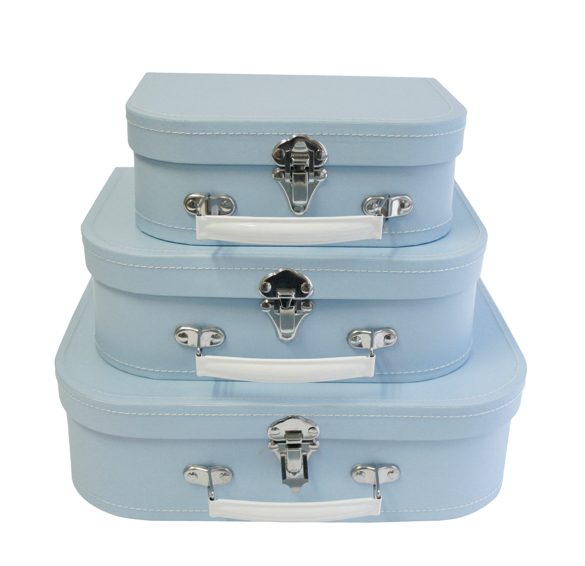 Suitcase Set of 3 Baby Blue Paperboard