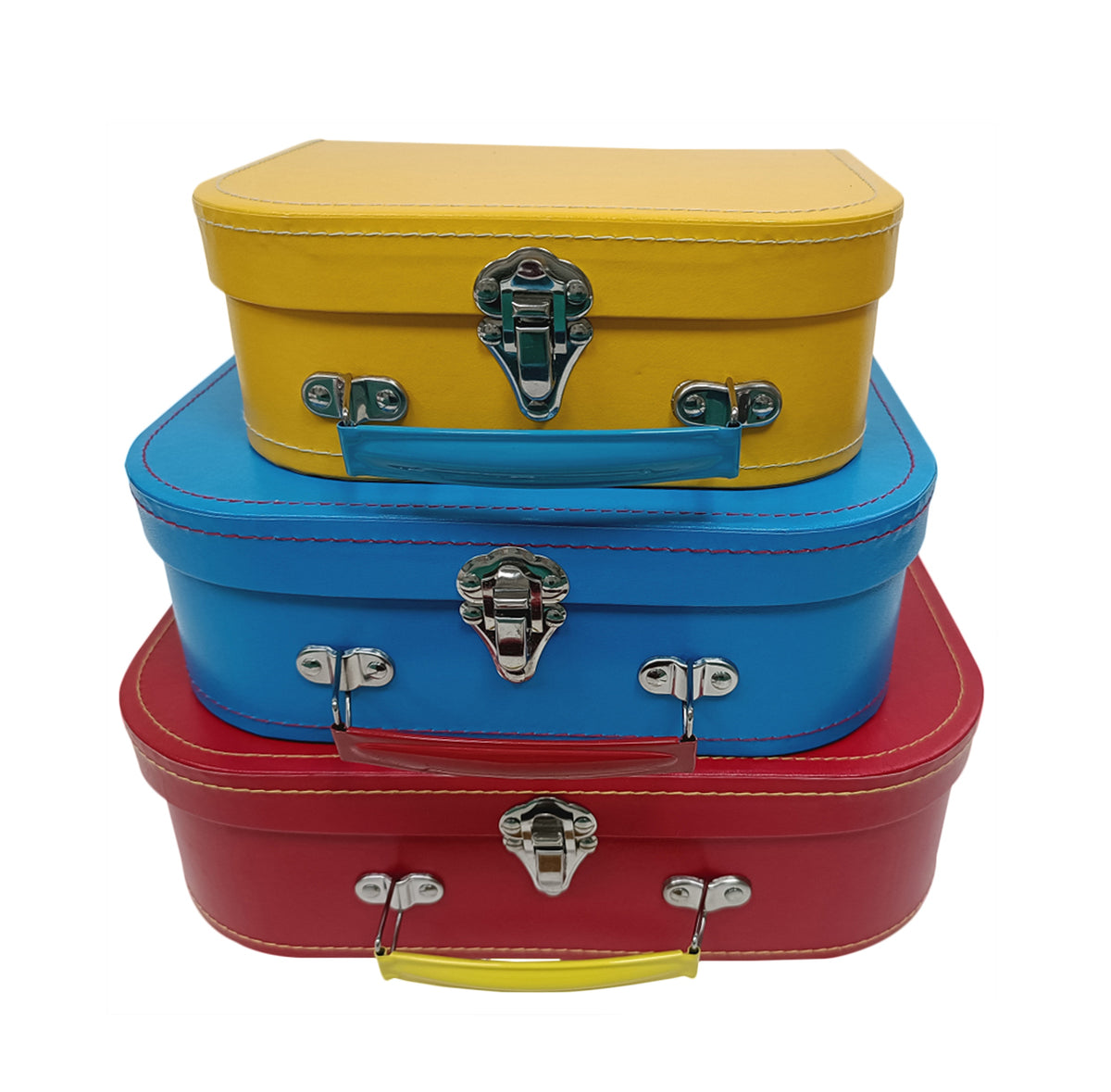 Suitcase Set of 3 Primary Colors Paperboard
