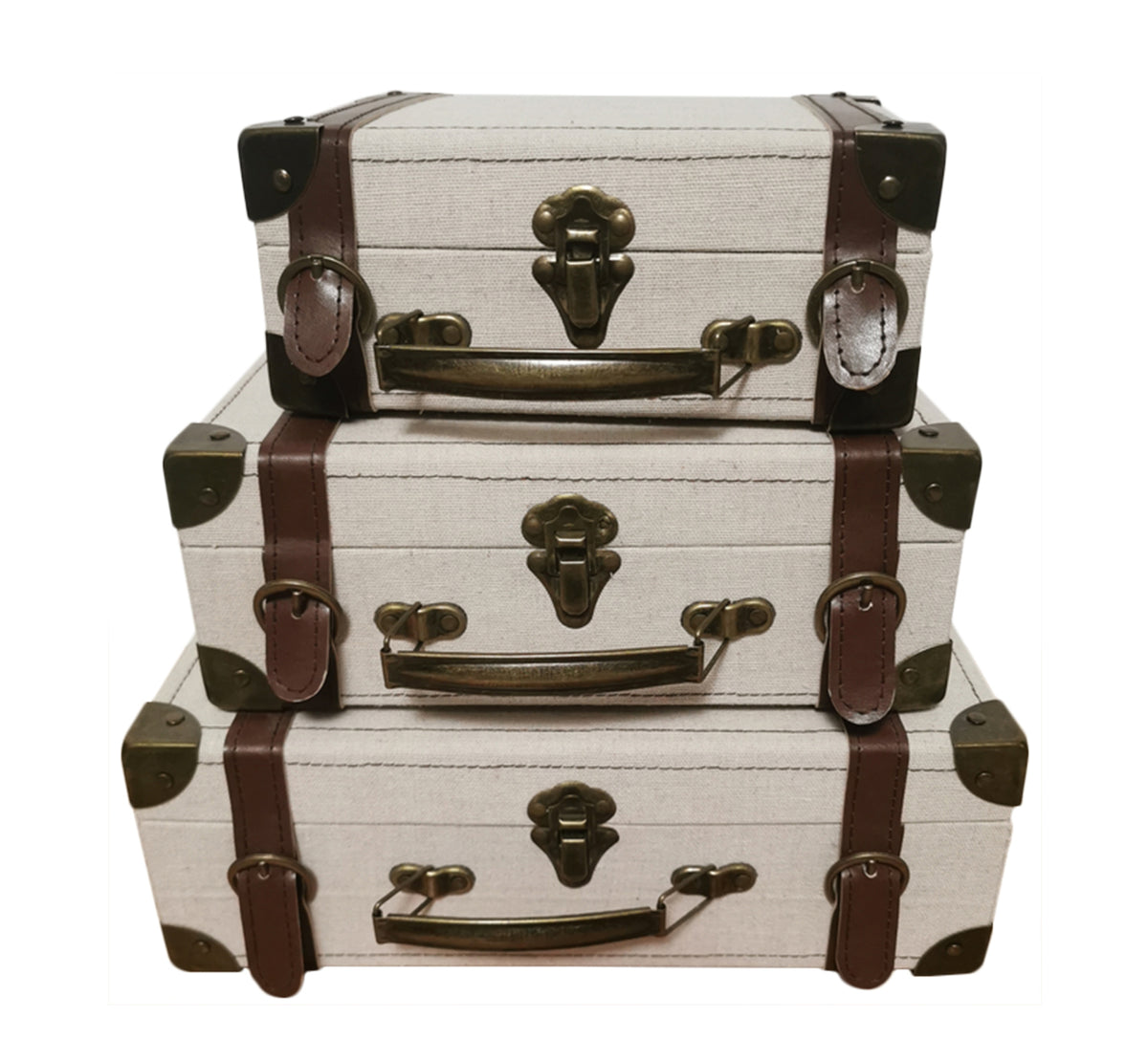 Suitcase Set of 3 Canvas Wrapped Paperboard