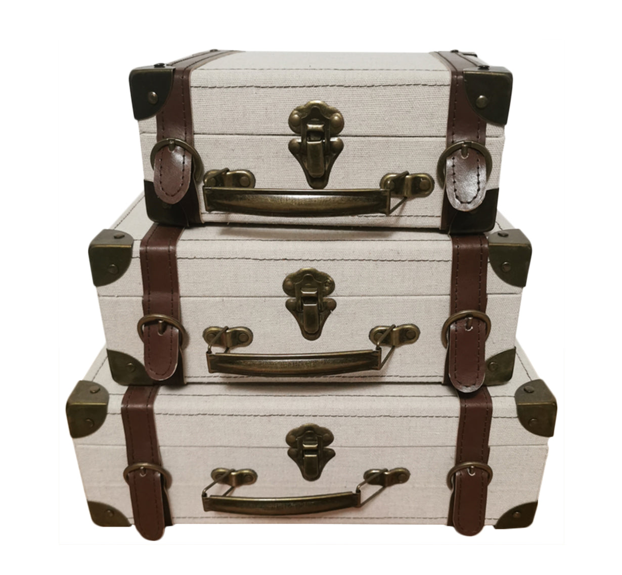 Vintage Leather Suitcase (Set of 3)