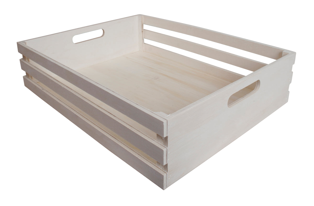 17&quot; Slatted Natural Wood Tray-Wald Imports