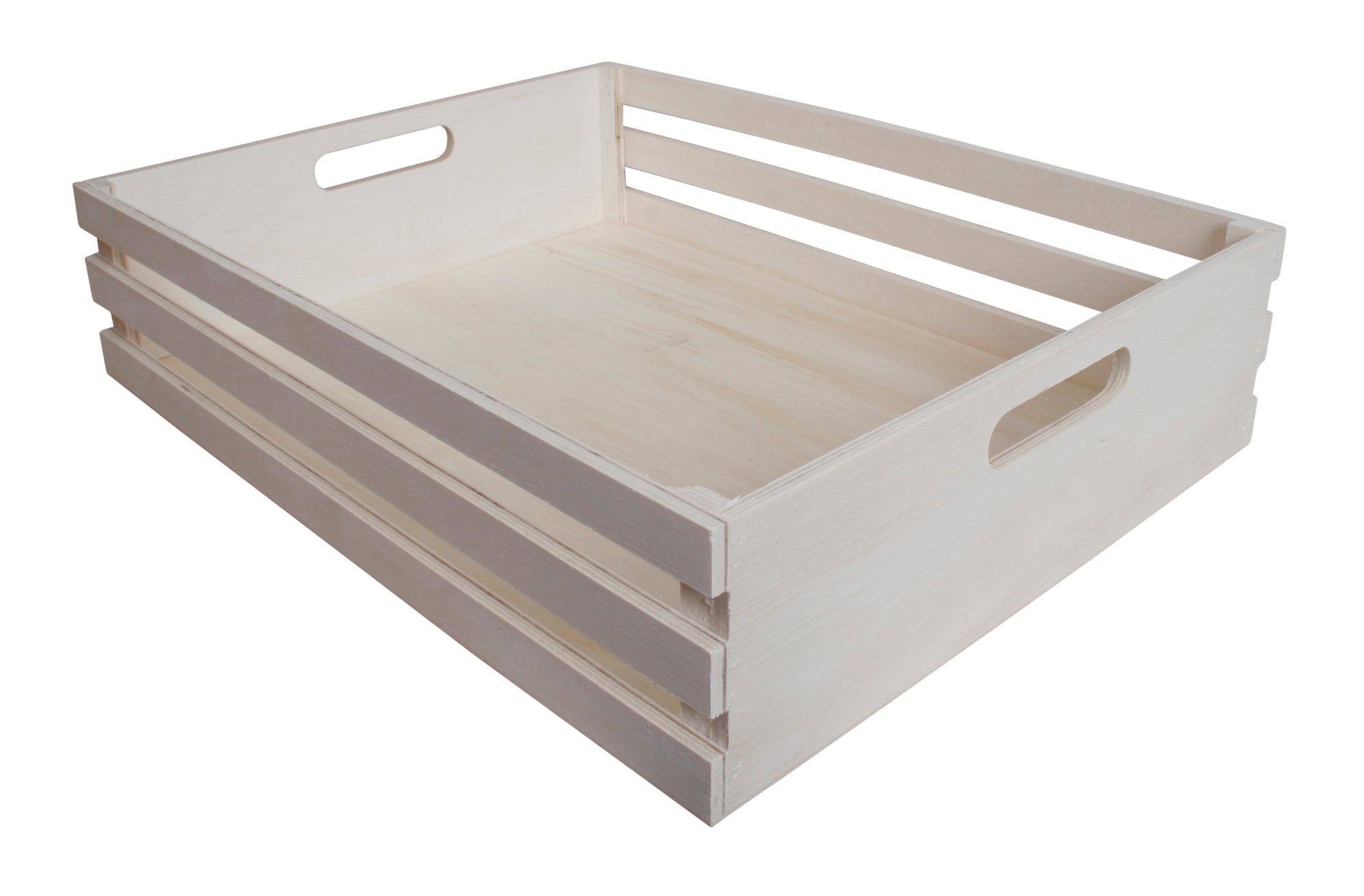 17" Slatted Natural Wood Tray-Wald Imports
