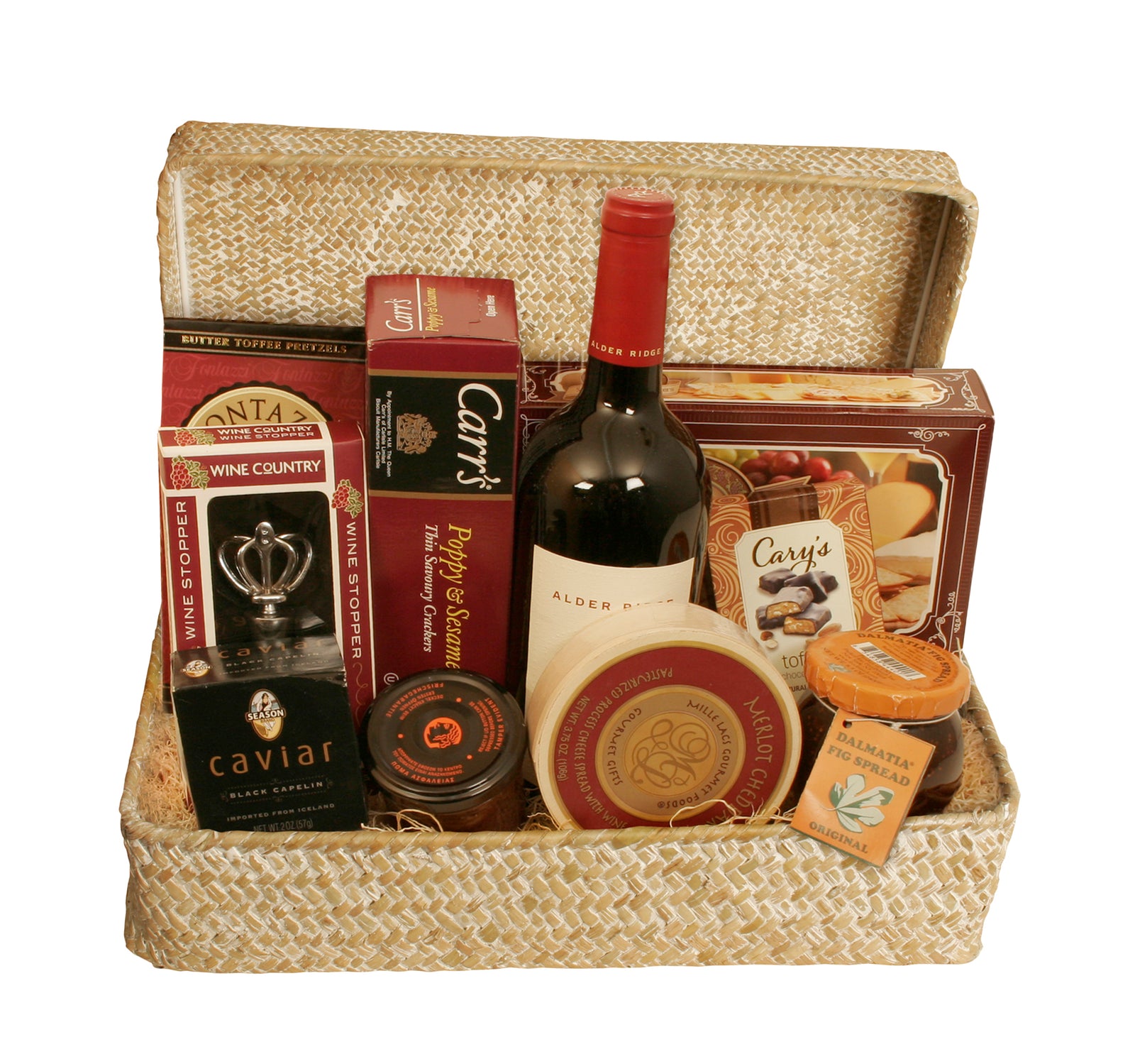 14.5" Whitewash Seagrass-Reed Basket W/Lid-Wald Imports