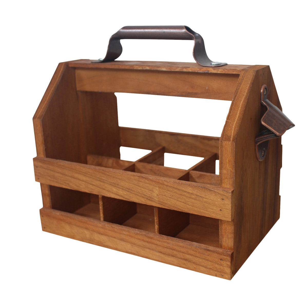 Rustic Wooden Bottle Carrier w/Bottle Opener