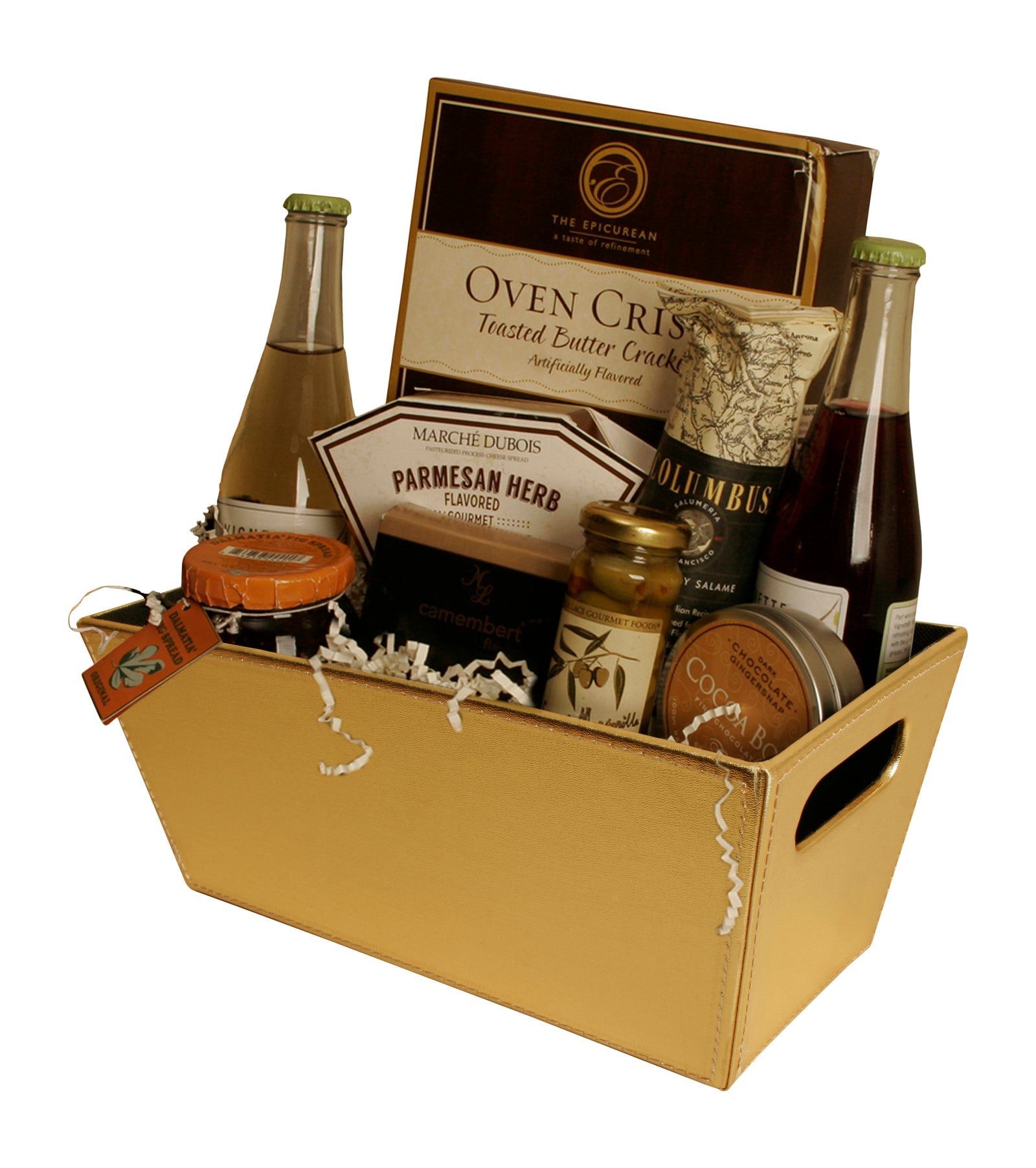 13.25" Gold Faux Leather Tote-Wald Imports