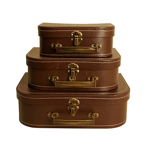 Suitcase Set of 3 Brown Paperboard