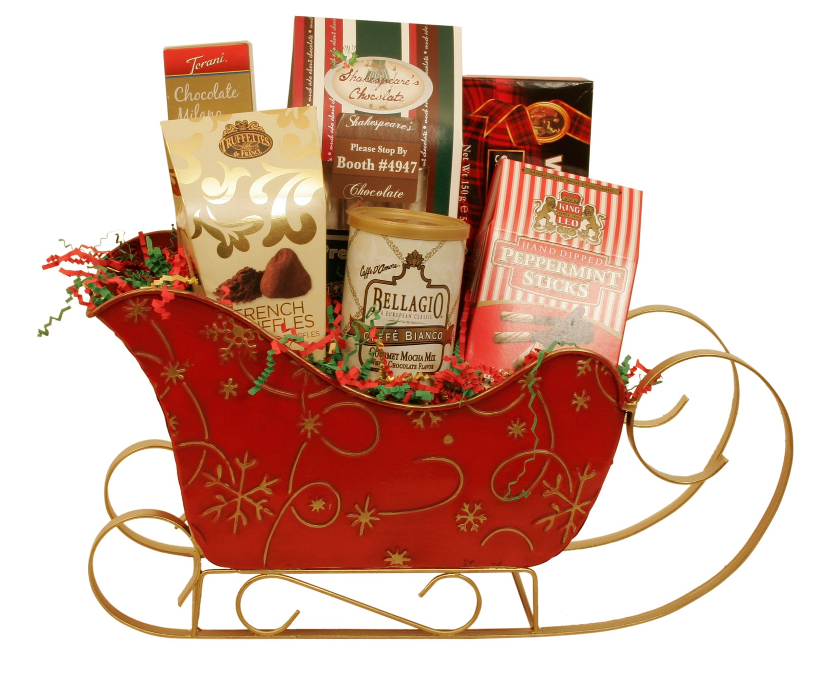 Novelty 15" LG RED METAL SLEIGH-Wald Imports