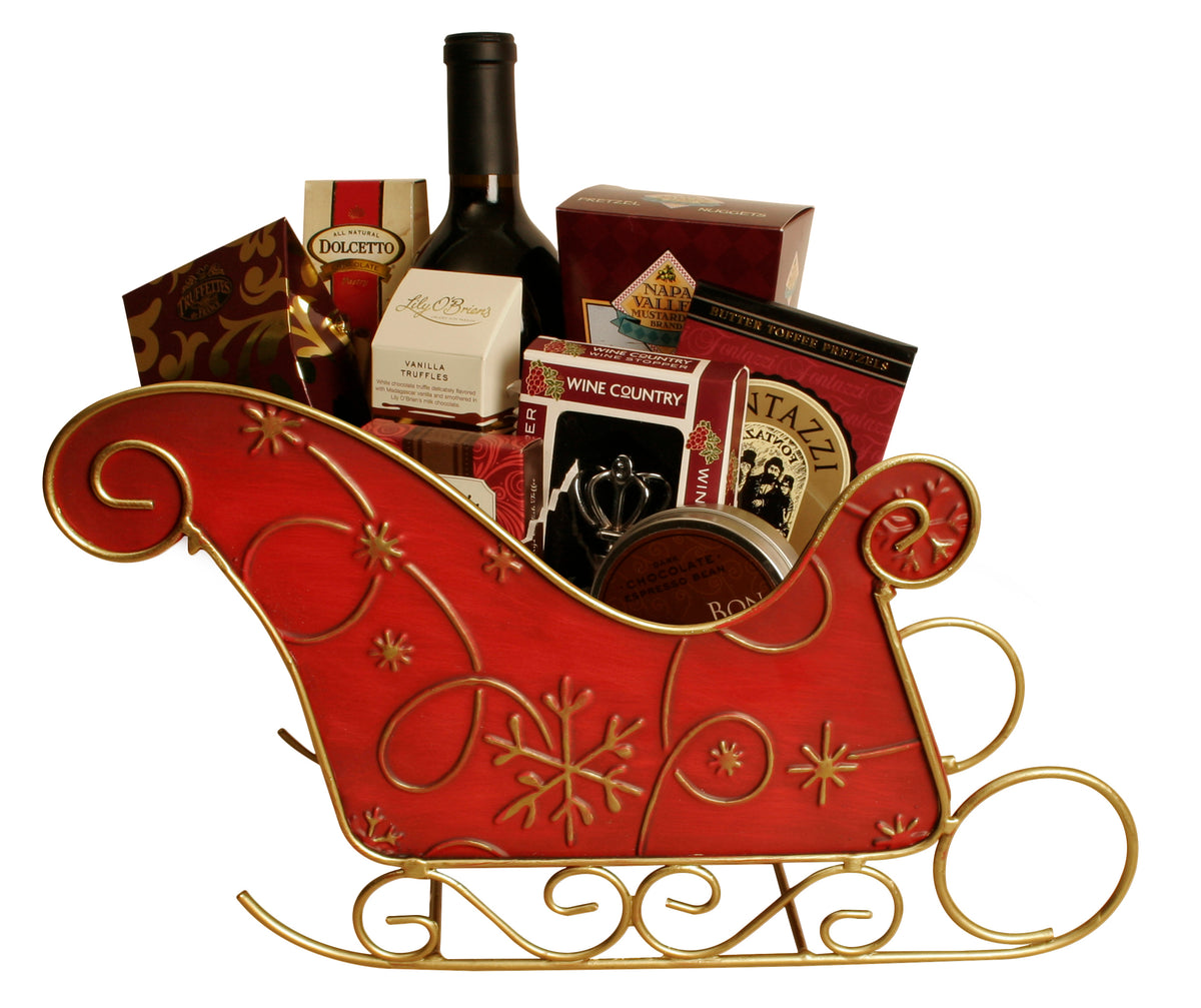 Novelty 12&quot; SM RED METAL SLEIGH-Wald Imports