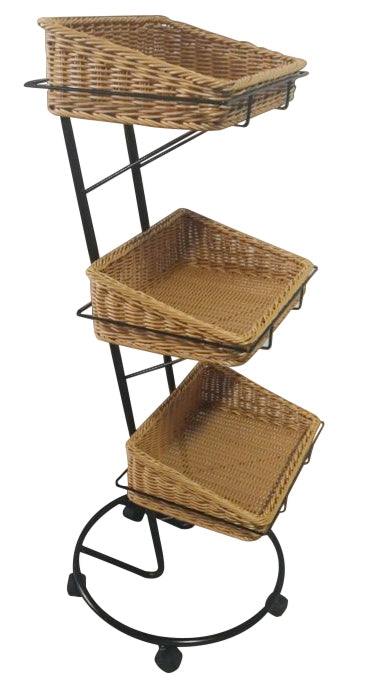HOME DÉCOR Three Tier Storage Stand w/Washable Wicker Baskets-Wald Imports