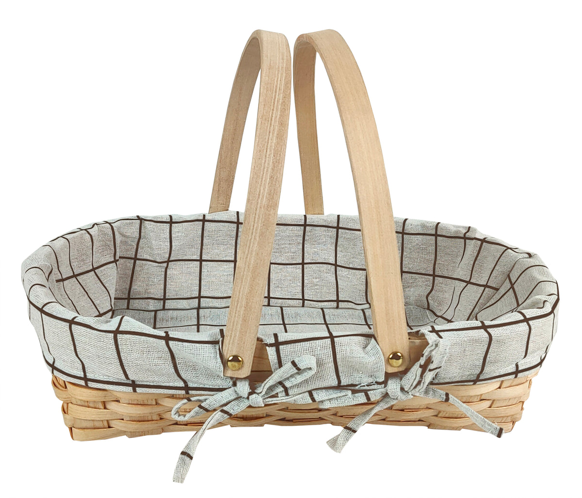 17&quot; Natural Woodchip Basket w/Cloth Liner - 8 PACK