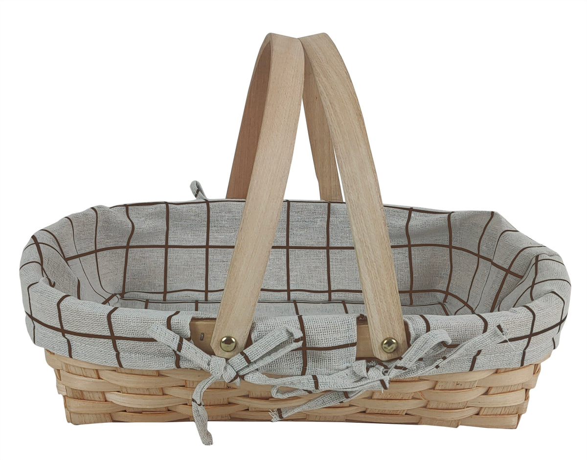 15&quot; Natural Woodchip Basket w/Cloth Liner - 12 PACK
