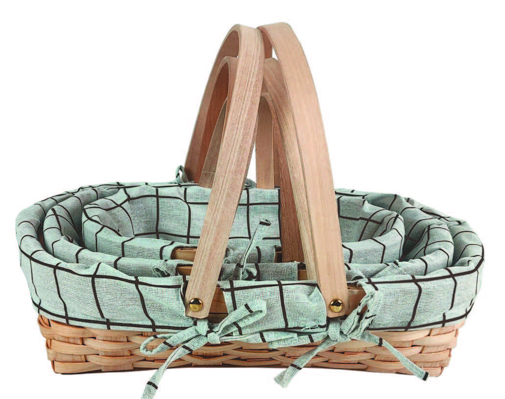 Set of 3 Natural Woodchip Baskets w/Cloth Liner - 4 PACK