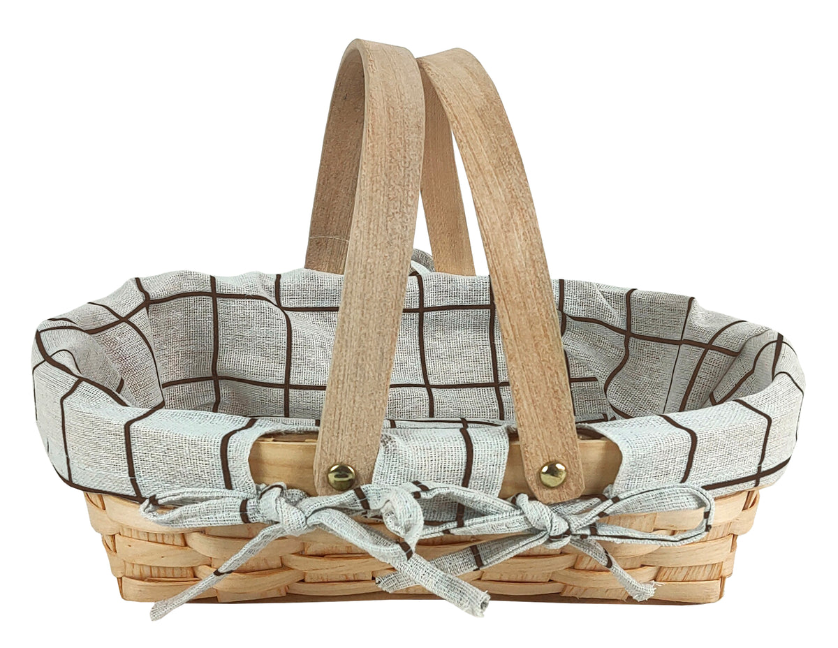12&quot; Natural Woodchip Basket w/Cloth Liner - 16 PACK
