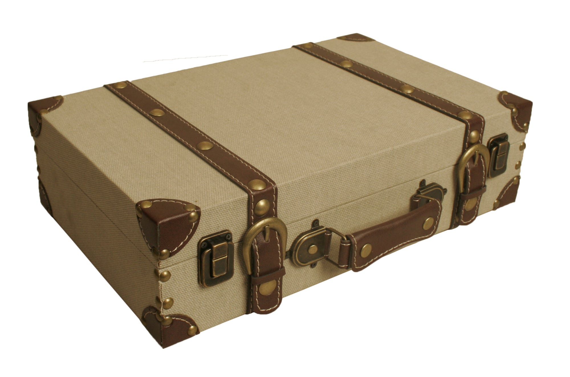 Suitcase Light Tan Canvas-Wald Imports