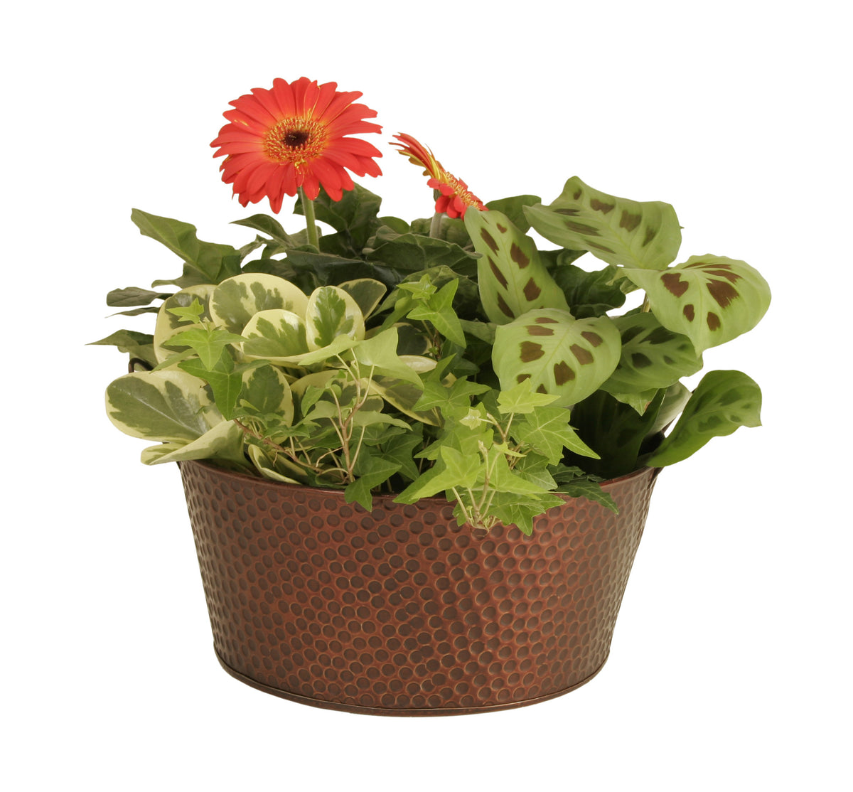 10.5&quot; Copper Tint Hammered Metal Bowl Planter Flower Pot Gift Basket-Wald Imports