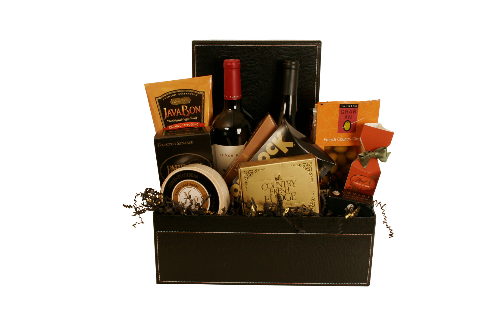 14" Black Embossed Paperboard Box W/Lid-Wald Imports