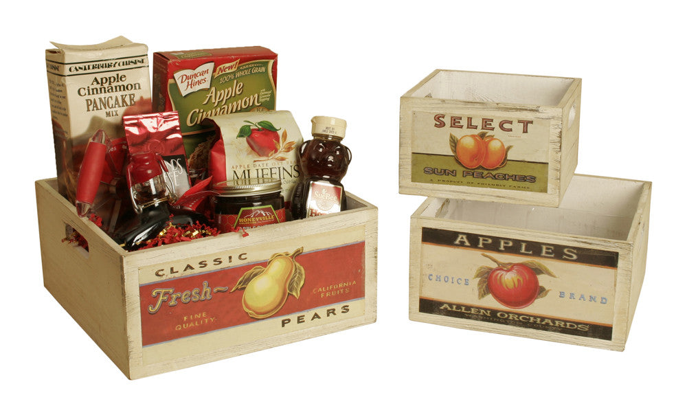Set Of 3 Retro Fruit Crates-Wald Imports