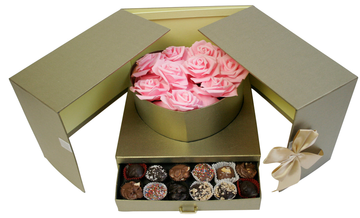 Gold Split Heart Box w/Drawer - 6 PACK