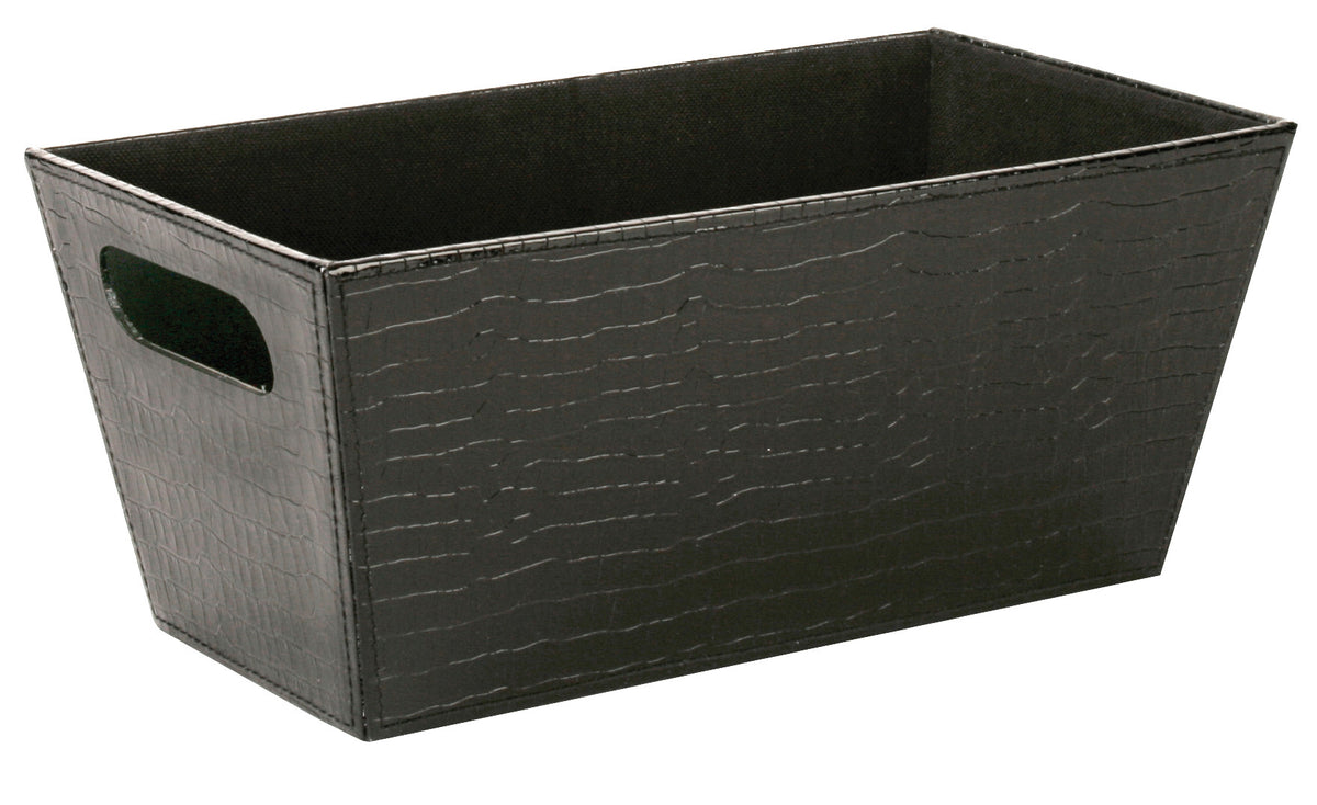 13.25&quot; Black Faux Leather Tote-Wald Imports