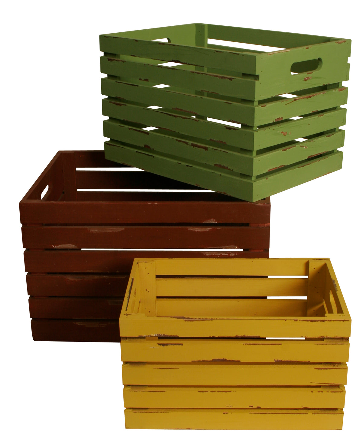 Set of 3 Distressed Wood Crates-Wald Imports