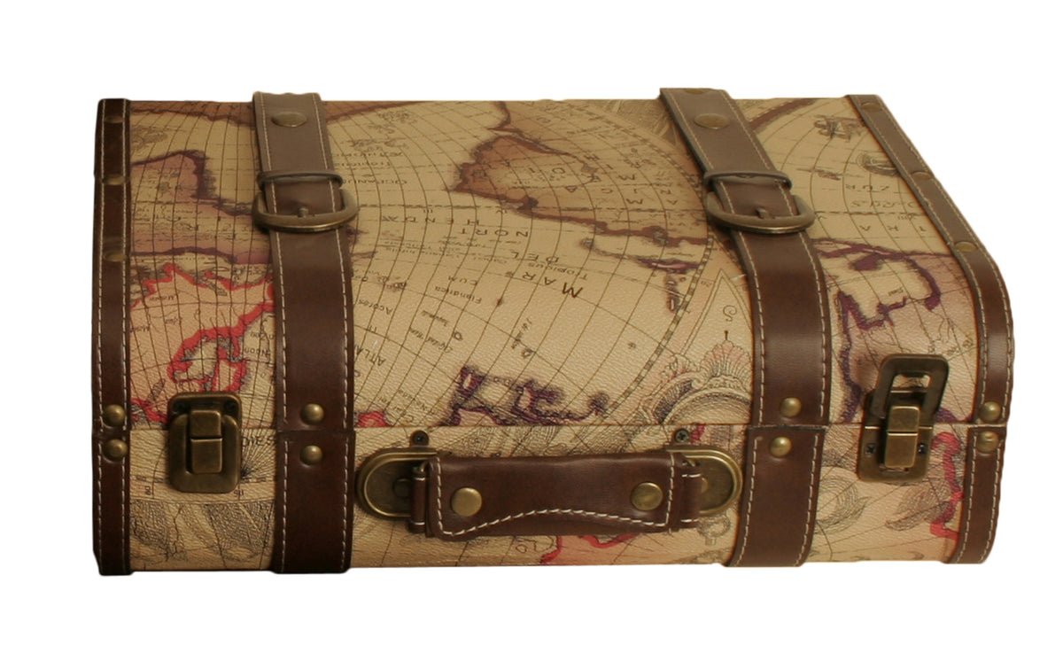 Suitcase Map Faux Leather-Wald Imports
